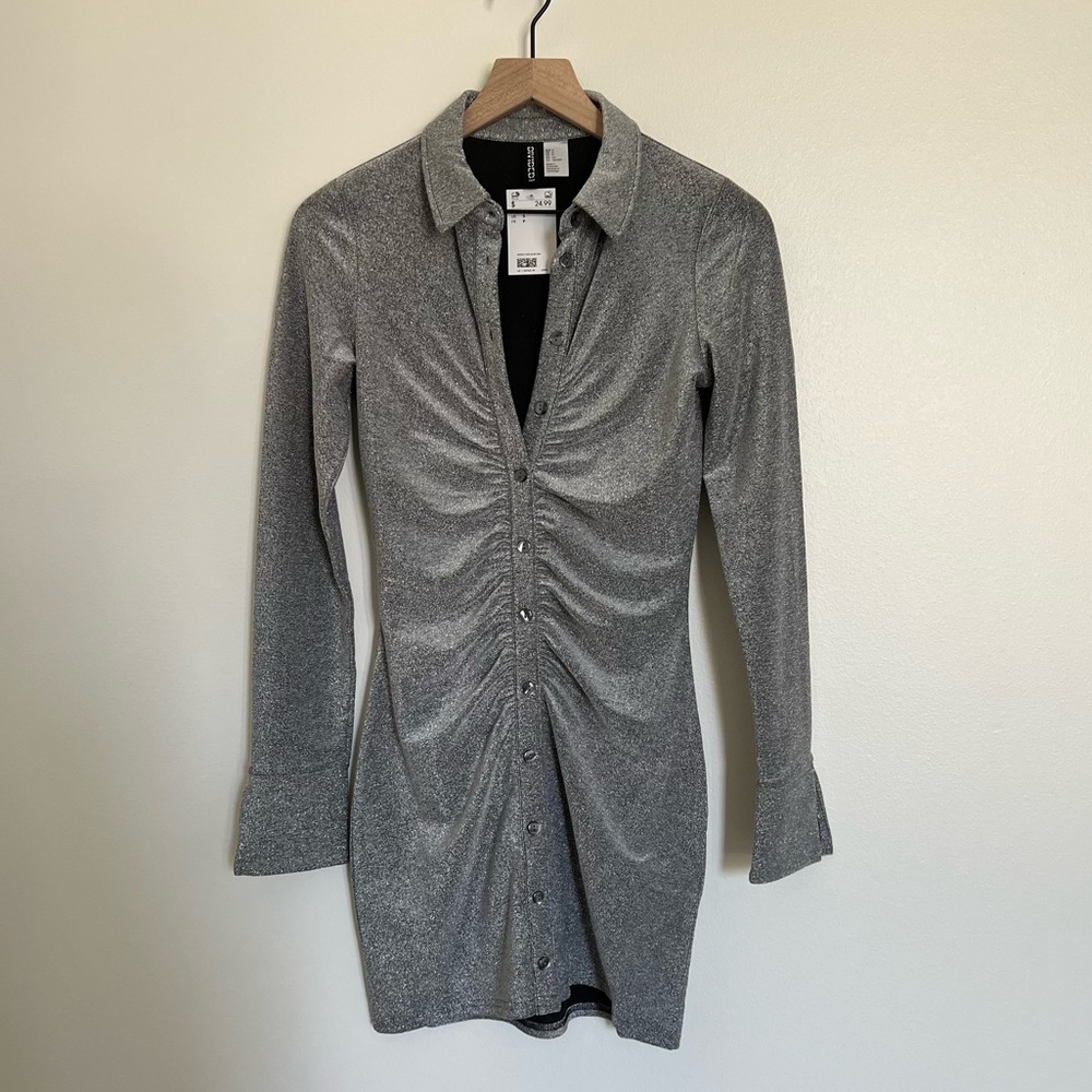 New H&M Silver Mini Dress Size S